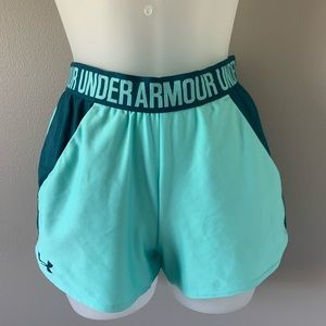 UNDER ARMOUR Mint/Dark Blue Athletic Shorts